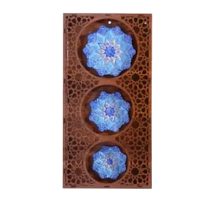 دیوارکوب میناکاری قاب چوبی دست‌ساز